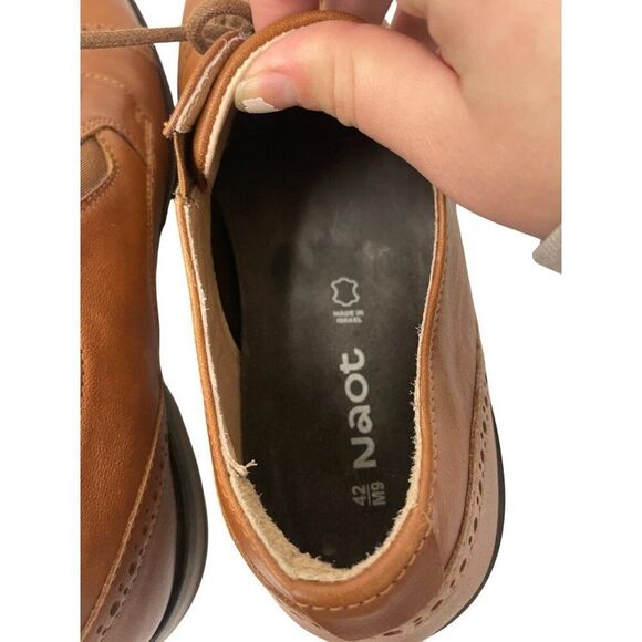 Naot Mens Bondos Oxford Shoes EU 42 US 9 Brown Leather Cap Toe Lace Up NWOB
